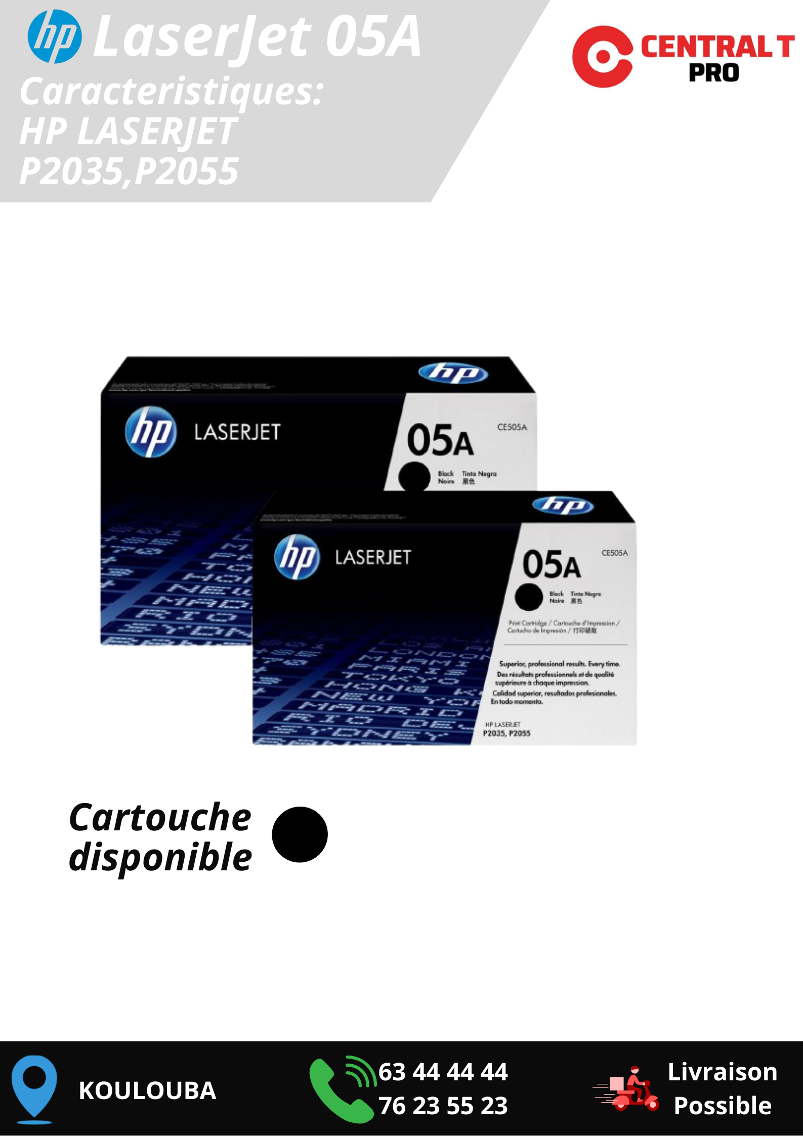Toner HP 05A (CE505A) noir  - Central T Pro