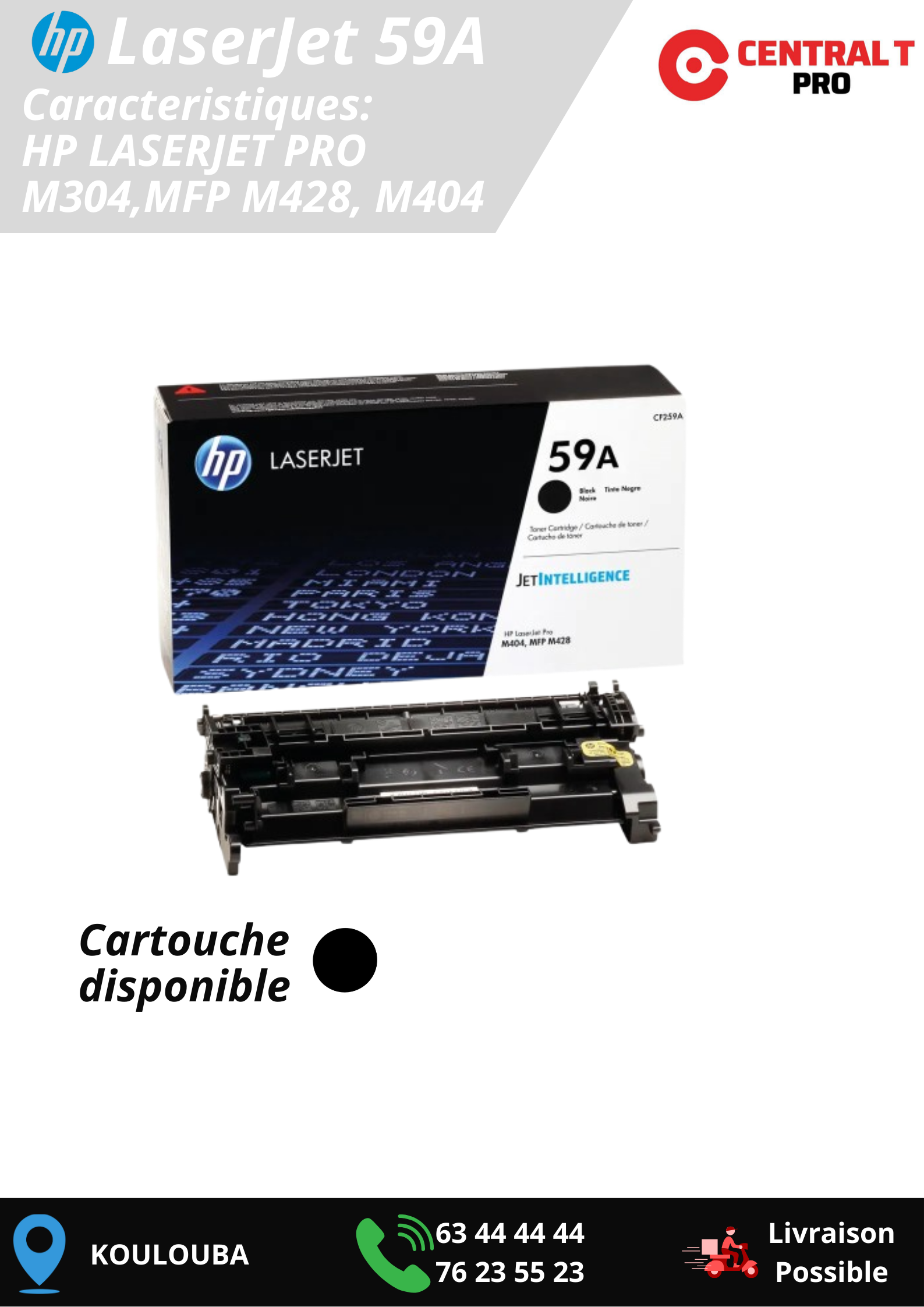 Toner HP 59A (CF259A) noir  - Central T Pro