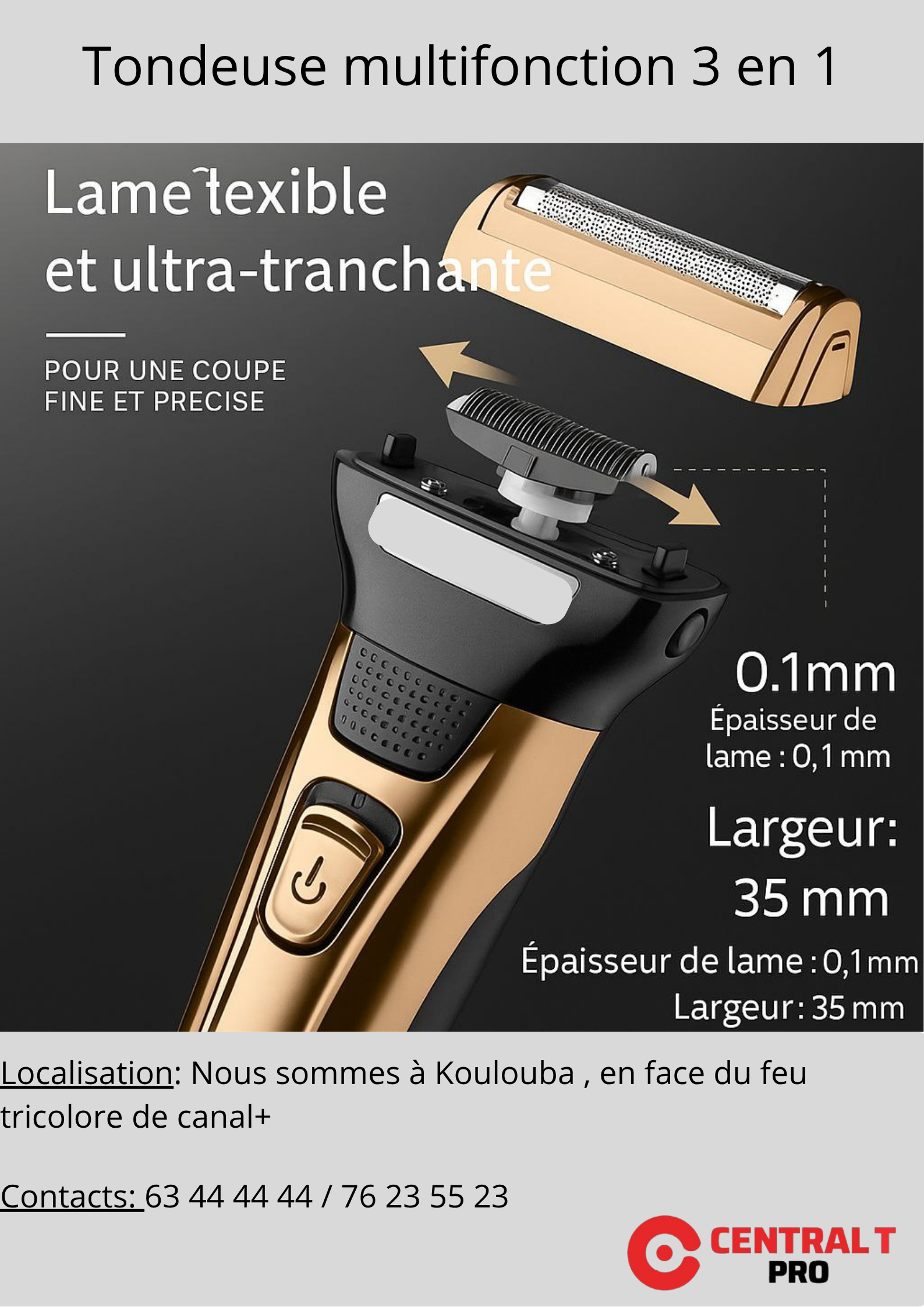 🧔 Rasoir Électrique Multifonction 3 en 1 – Précision, Confort & Style !