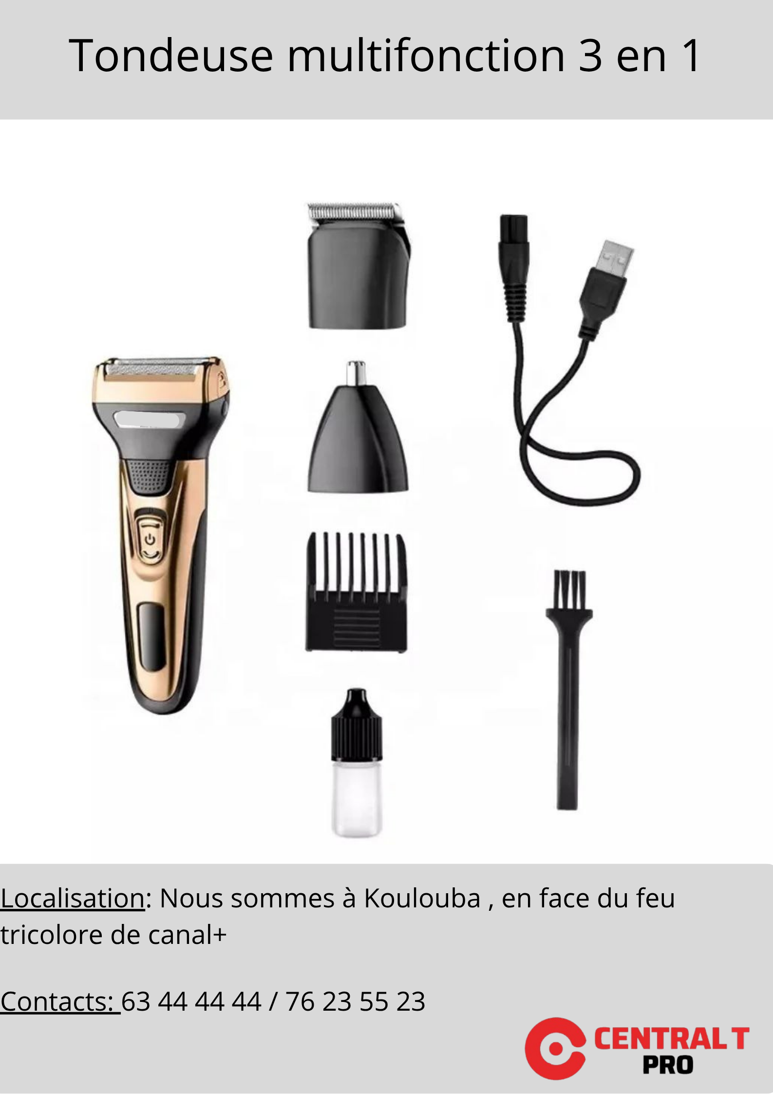 🧔 Rasoir Électrique Multifonction 3 en 1 – Précision, Confort & Style !