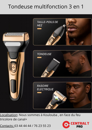 🧔 Rasoir Électrique Multifonction 3 en 1 – Précision, Confort & Style !